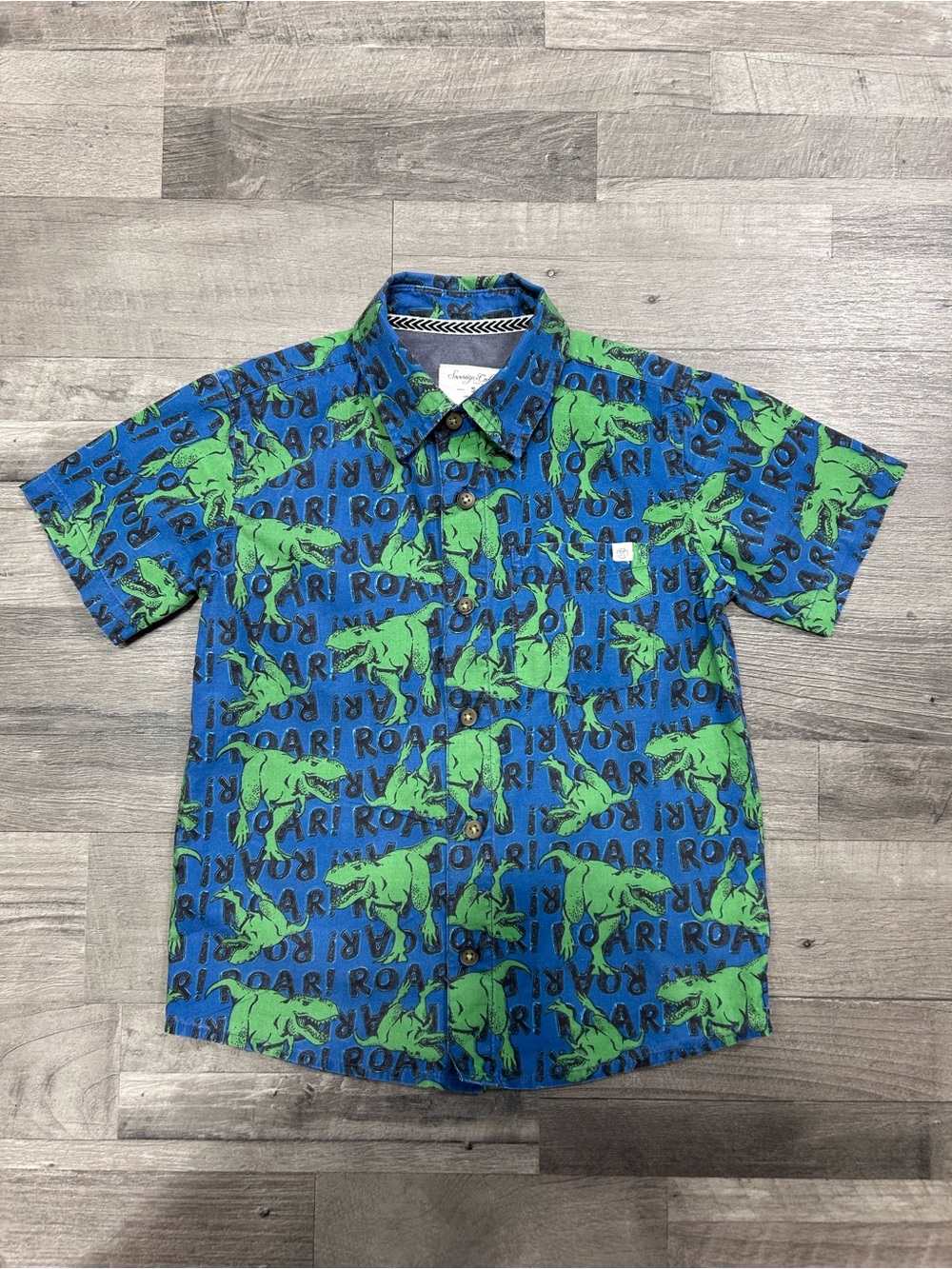 Sovereign Code Blue Short Sleeve Dinosaur Button Down Shirt 5